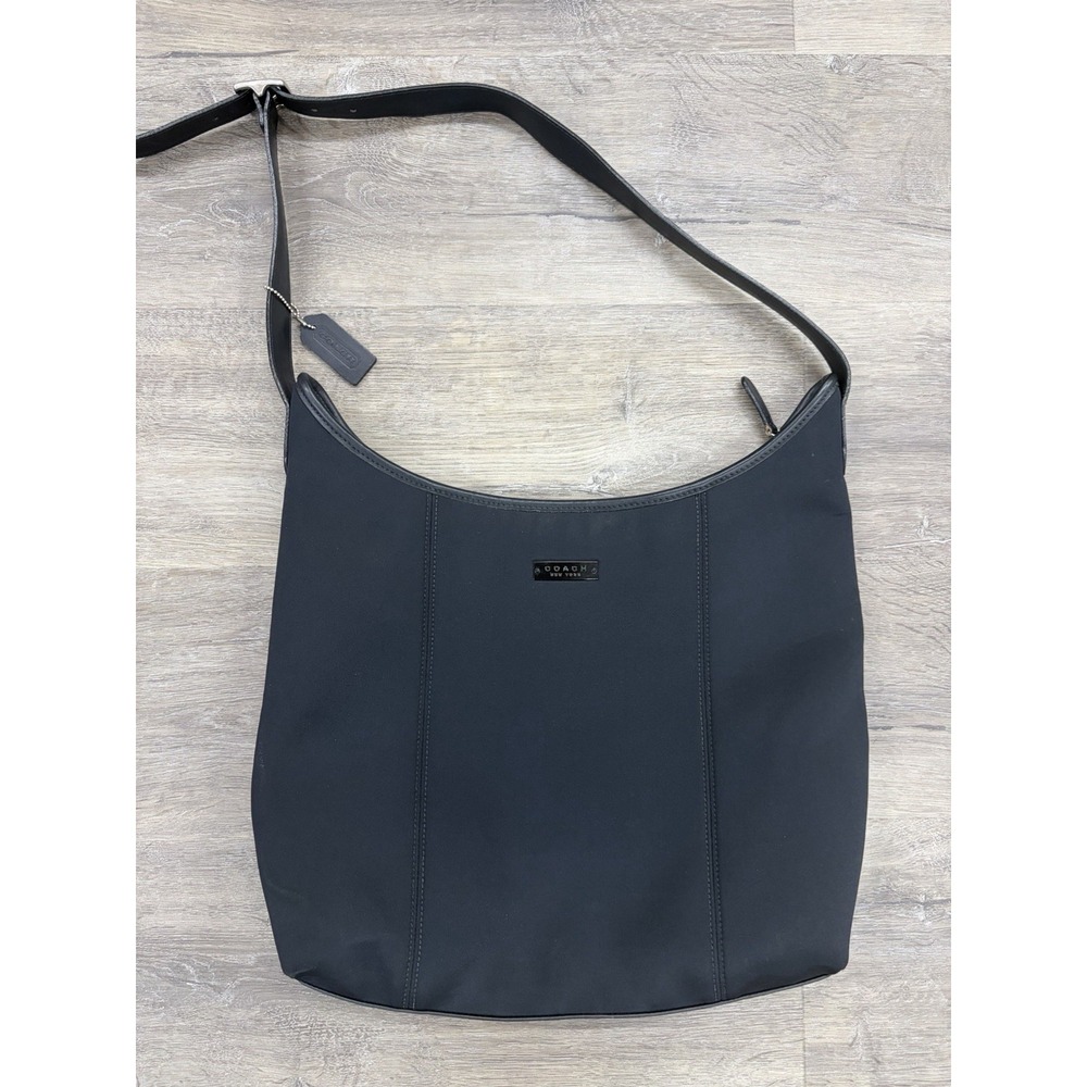 COACH ERGO 6210 Vintage Hobo Shoulder Bag Black Neoprene Leather 1998